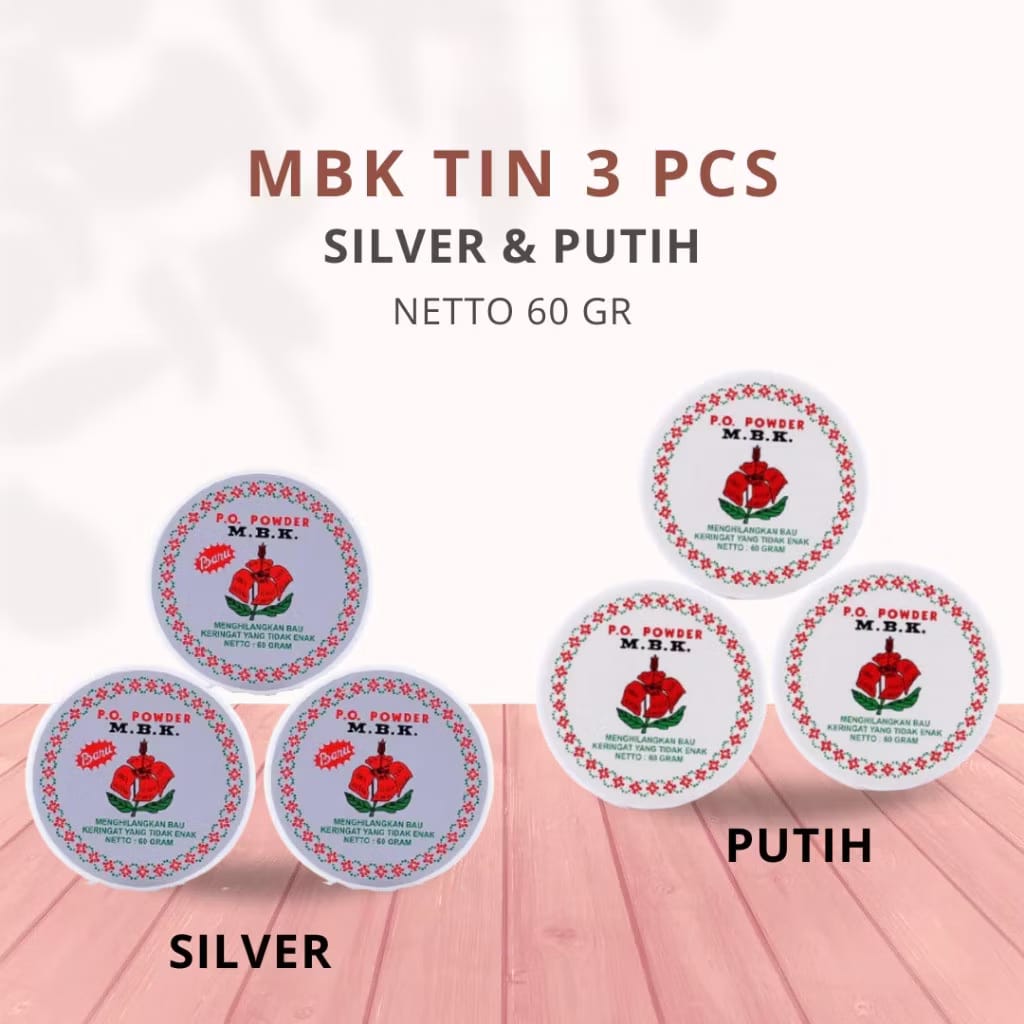 Mbk Tin Bedak Deodorant Silver Putih 60 Gr (Pot)
